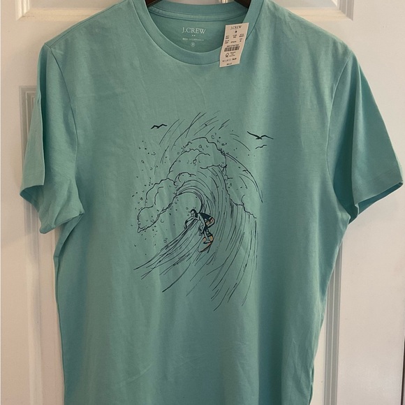 J. Crew Factory Big Wave Graphic Tee - NWT - Medium - Deep Spearmint - Picture 2 of 8